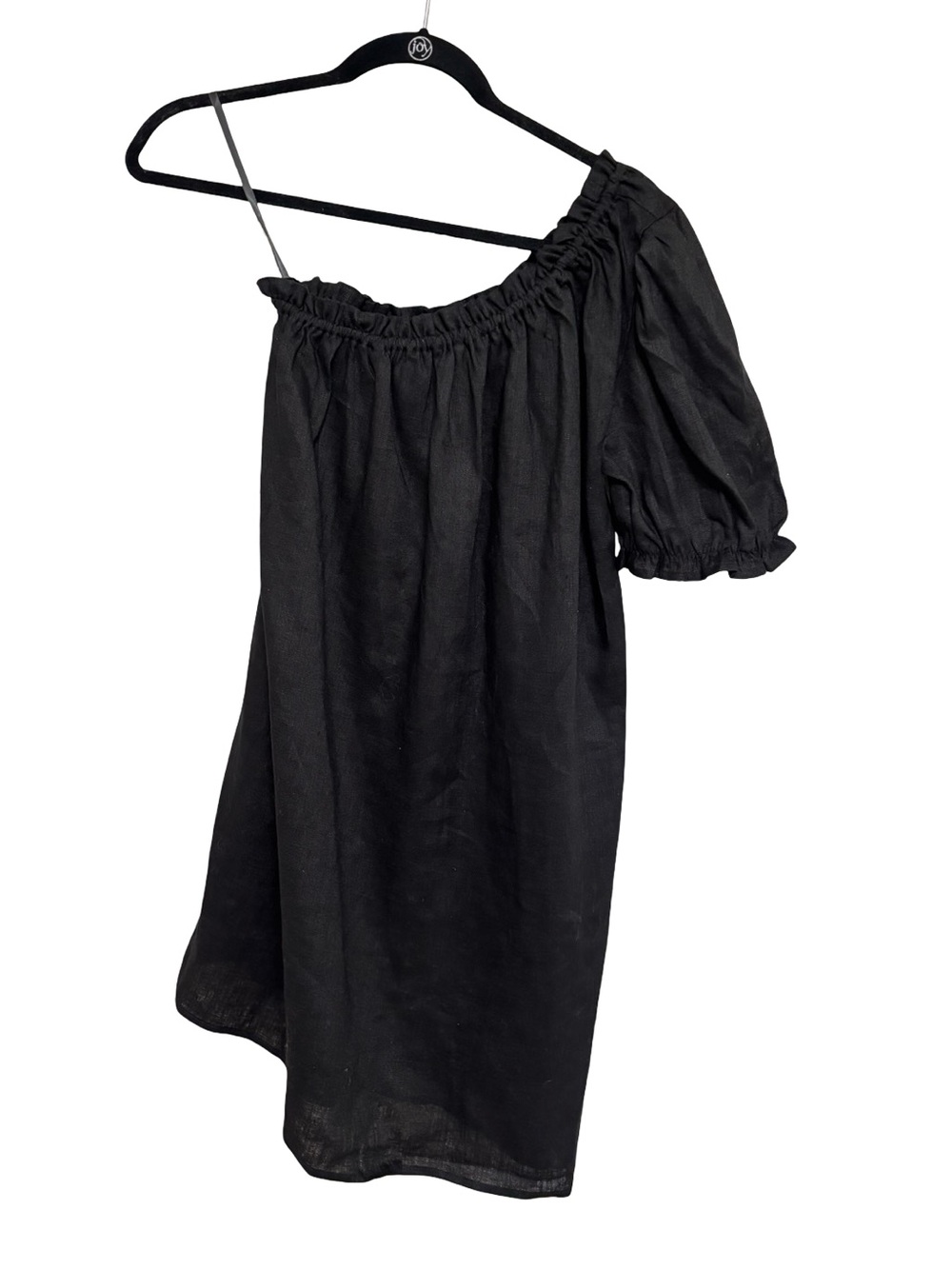 Lulus Little Lies 100% Linen One Shoulder Mini Dress in Black - Size S